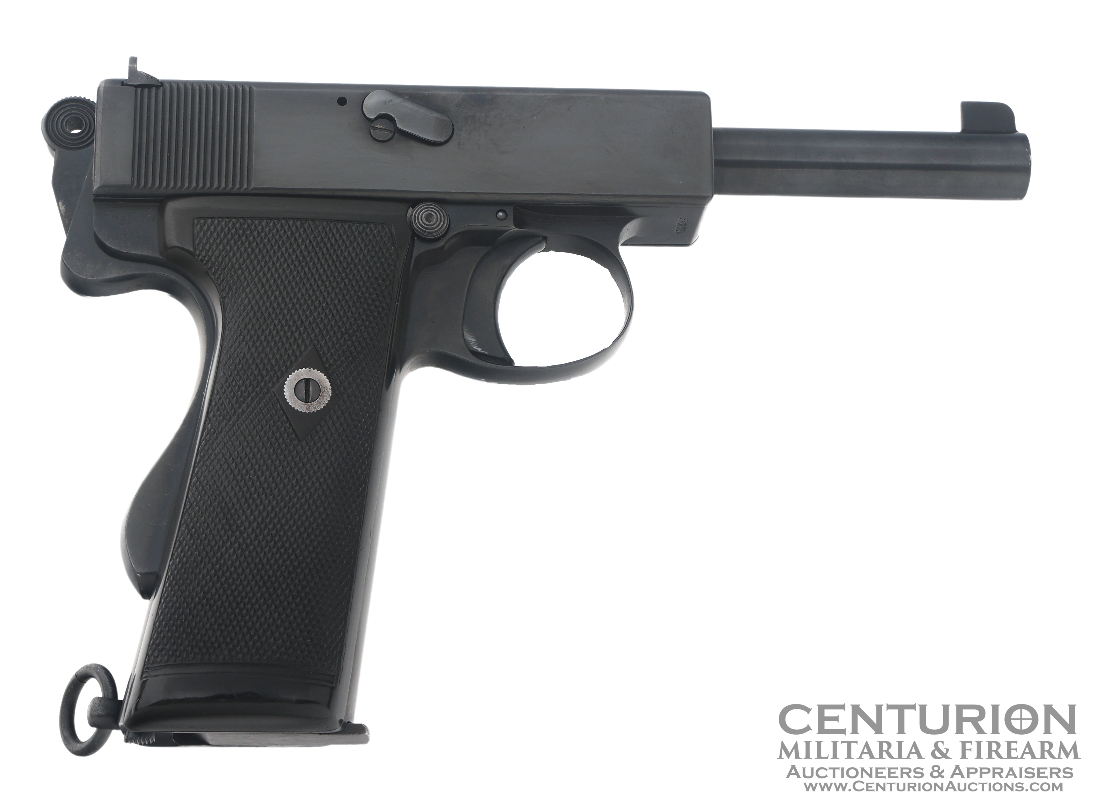 11914 British Webley Self-Loading Mk I .455 caliber Semi Automatic Pistol 129550