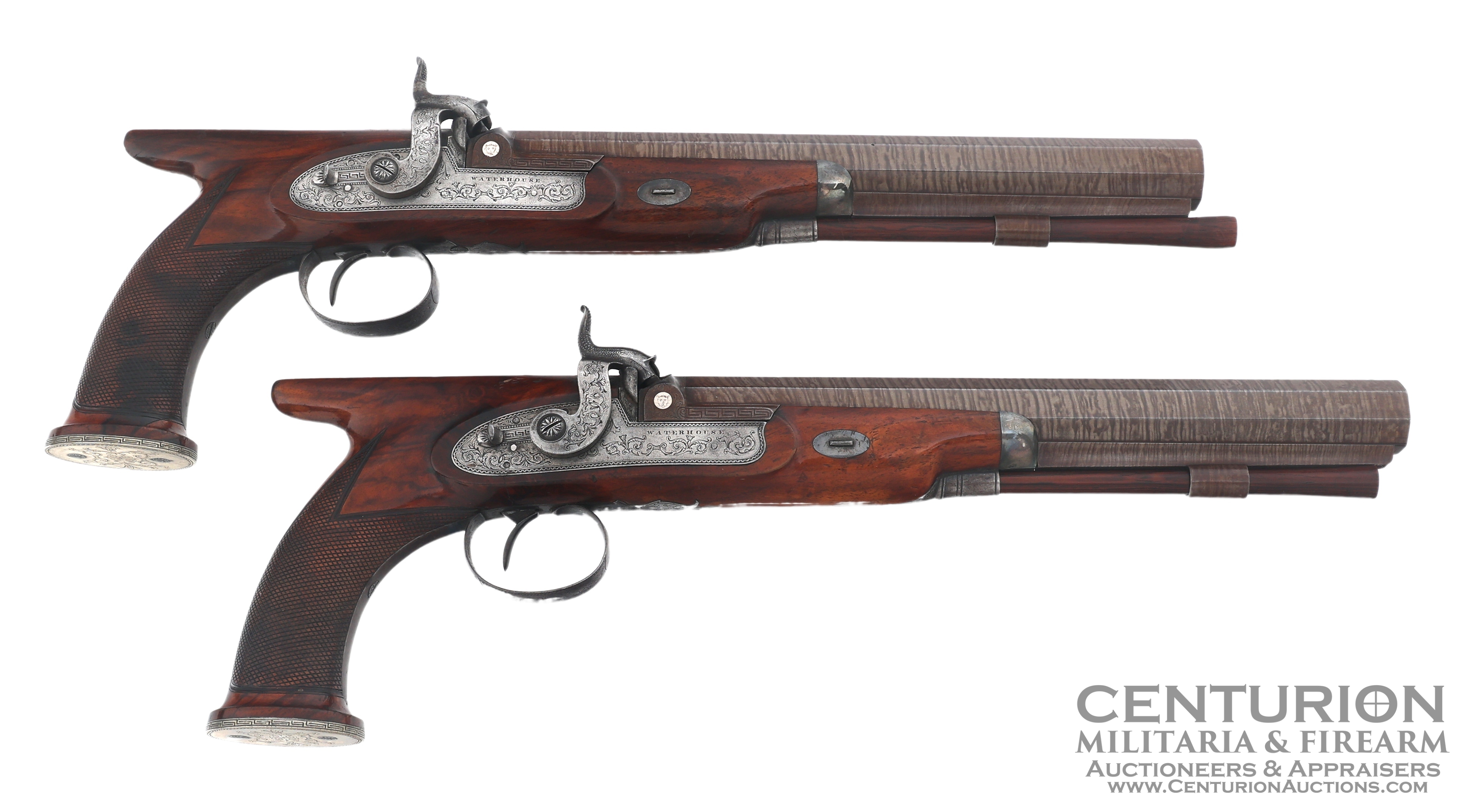 Pair of Waterhouse of London Percussion Dueling Pistols 129814