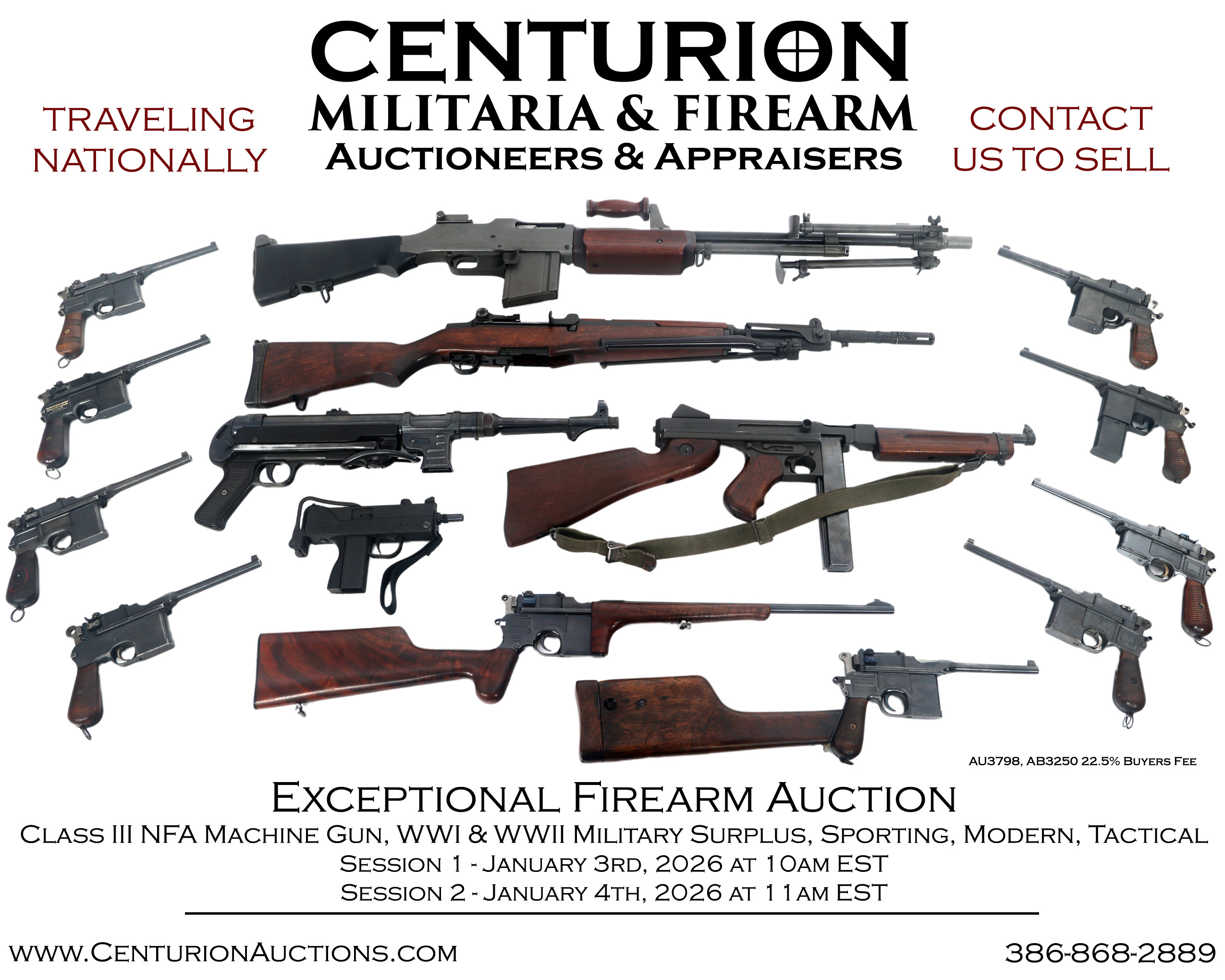 Exceptional Firearm Auction Class III NFA Machine Gun WWI WWII Military Surplus Sporting Modern Tactical January 3 4 2026