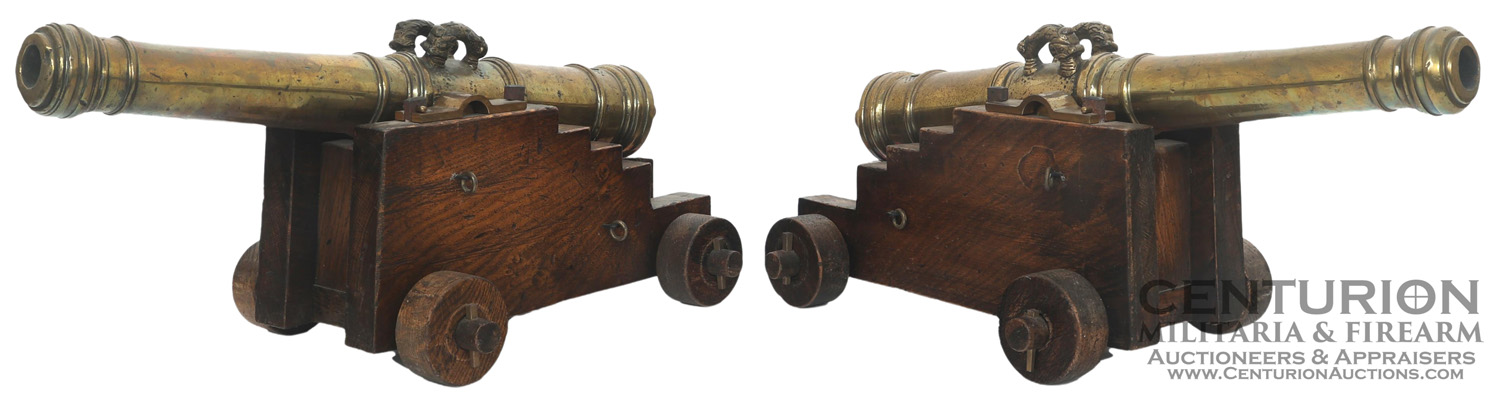VICTORIAN BRASS CANNON PAIR CIRCA 1860 141220