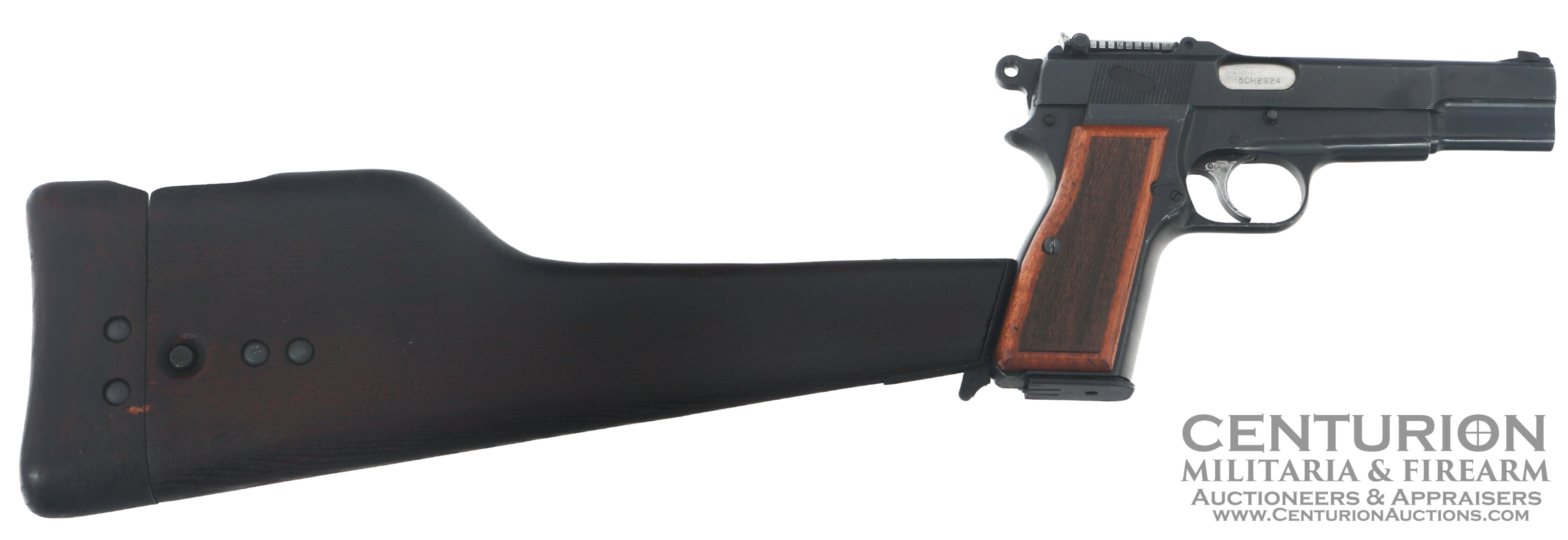 Chinese Contract Inglis Hi Power 9mm Pistol W/ Shoulder Stock