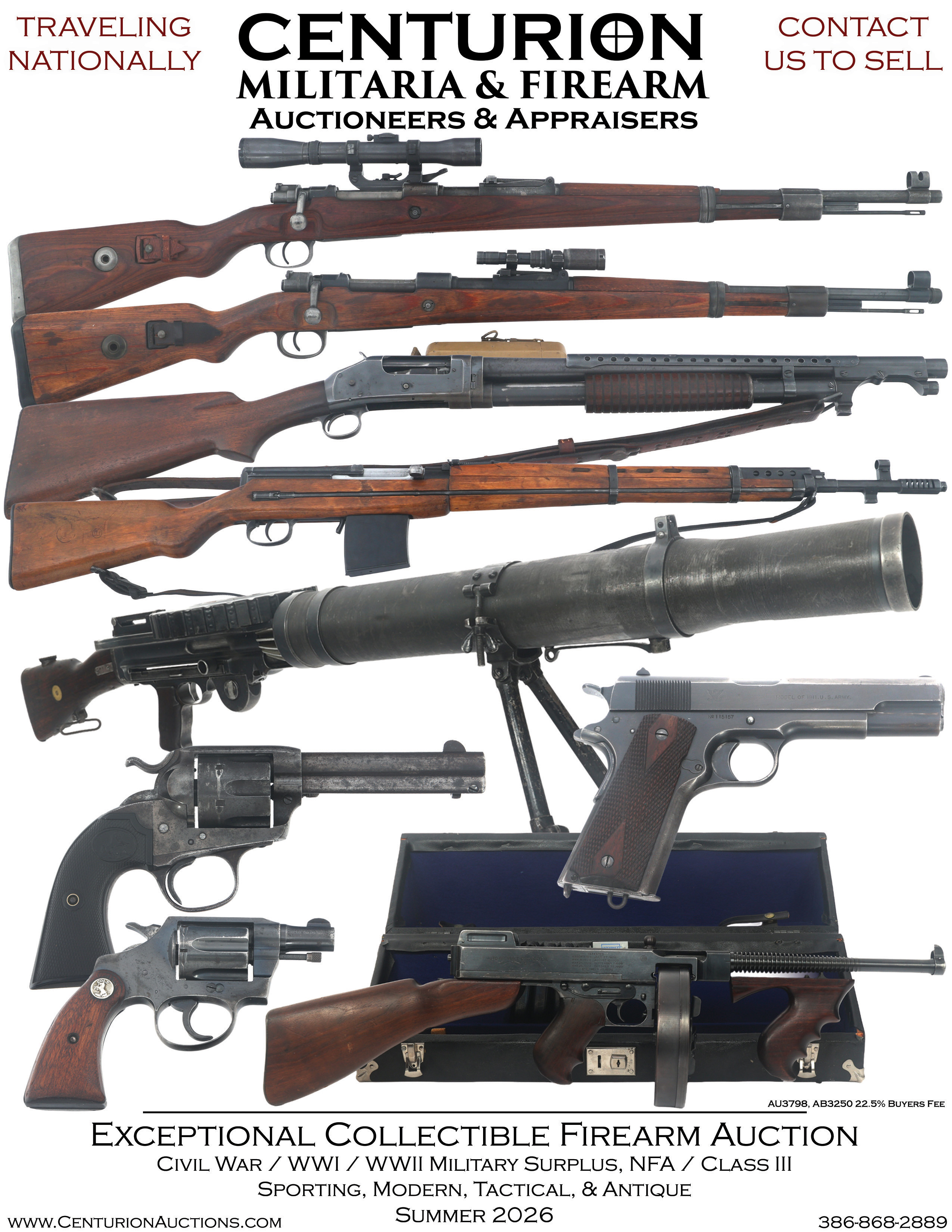 Collectible Firearm Auction Sell WWI WWII Military Surplus Class III NFA Machine Guns Modern Tactical Sporting Antique Guns Summer 2026 Collectible Firearm Auction Sell WWI WWII Military Surplus Class III NFA Machine Guns Modern Tactical Sporting Antique Guns Summer 2026