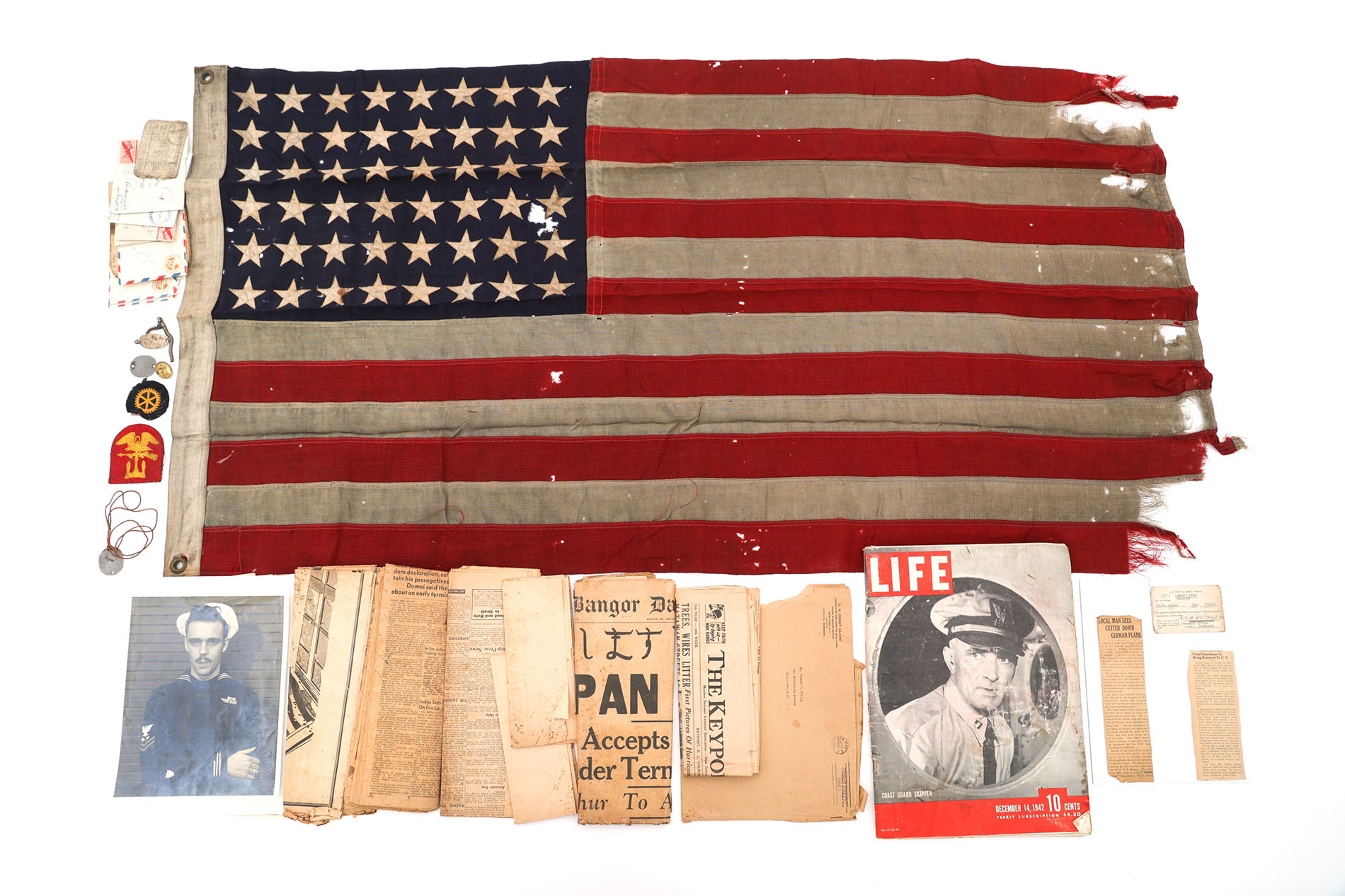 WWII D-DAY FLOWN FLAG USCG-7 (83337) - OMAHA BEACH