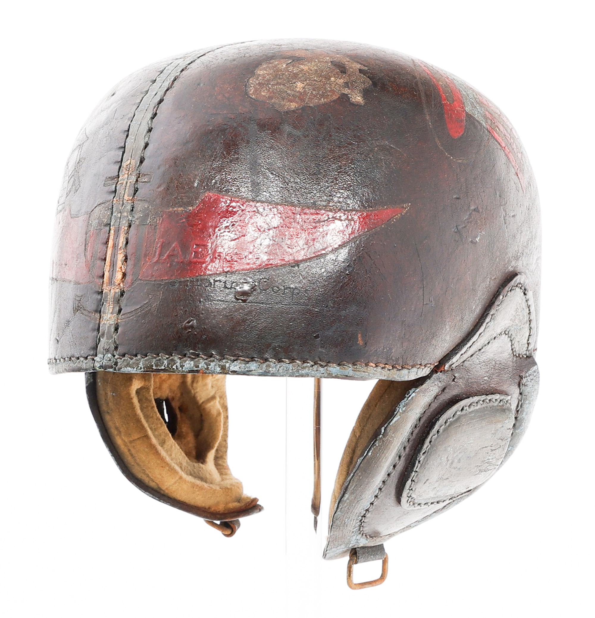 WWI USMC PILOT LEATHER HARDBACK FLIGHT HELMET