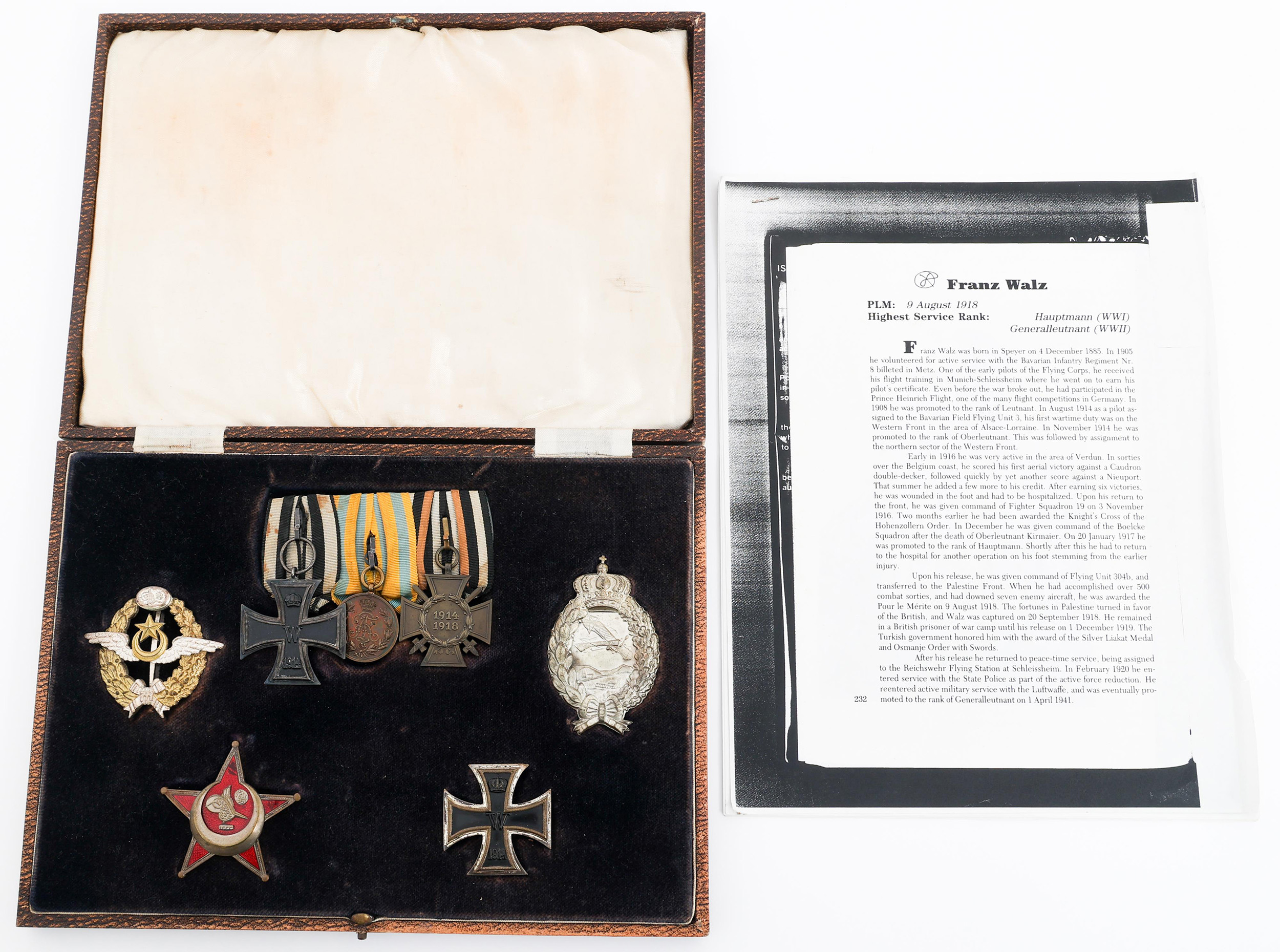 WWI GERMAN LUFTWAFFE FRANZ WALZ MEDAL GROUPING - 120261