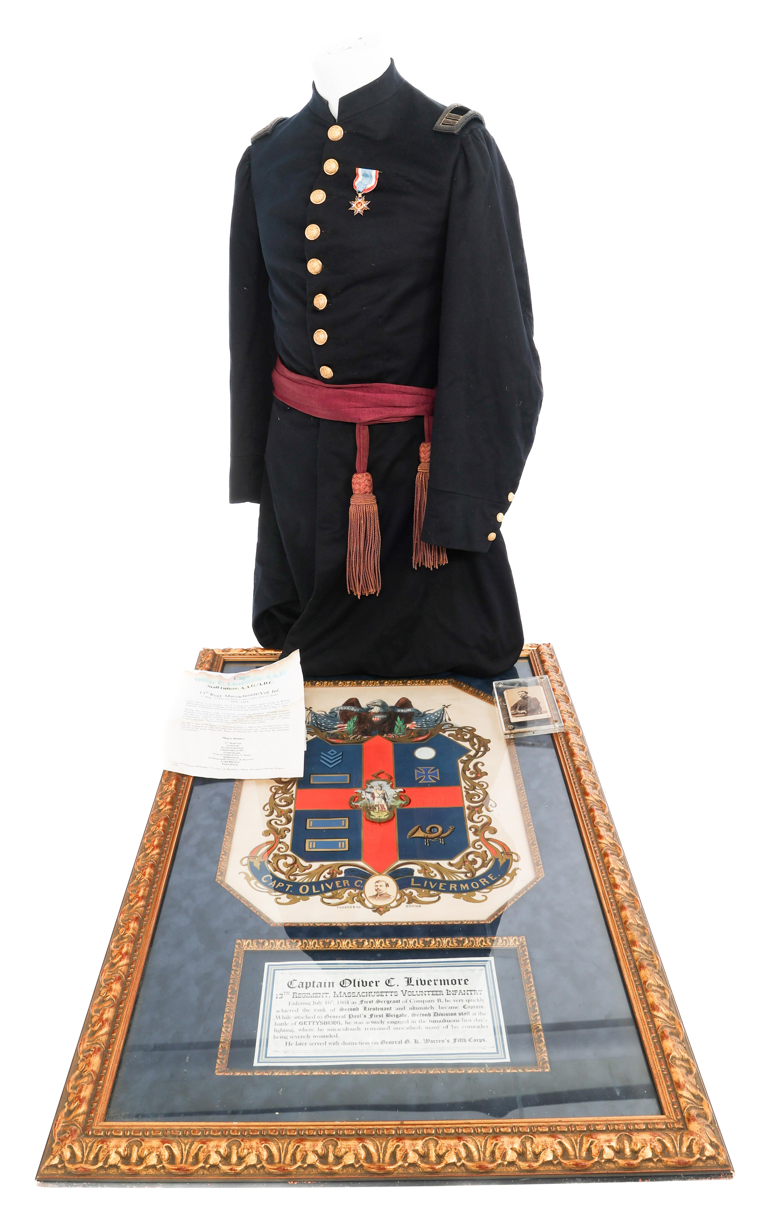 CIVIL WAR US 13th MASSACHUSETTS VOLUNTEER INFANTRY OFFICER GROUPING ATTRIBUTED TO CAPTAIN OLIVER C. LIVERMORE - 123319