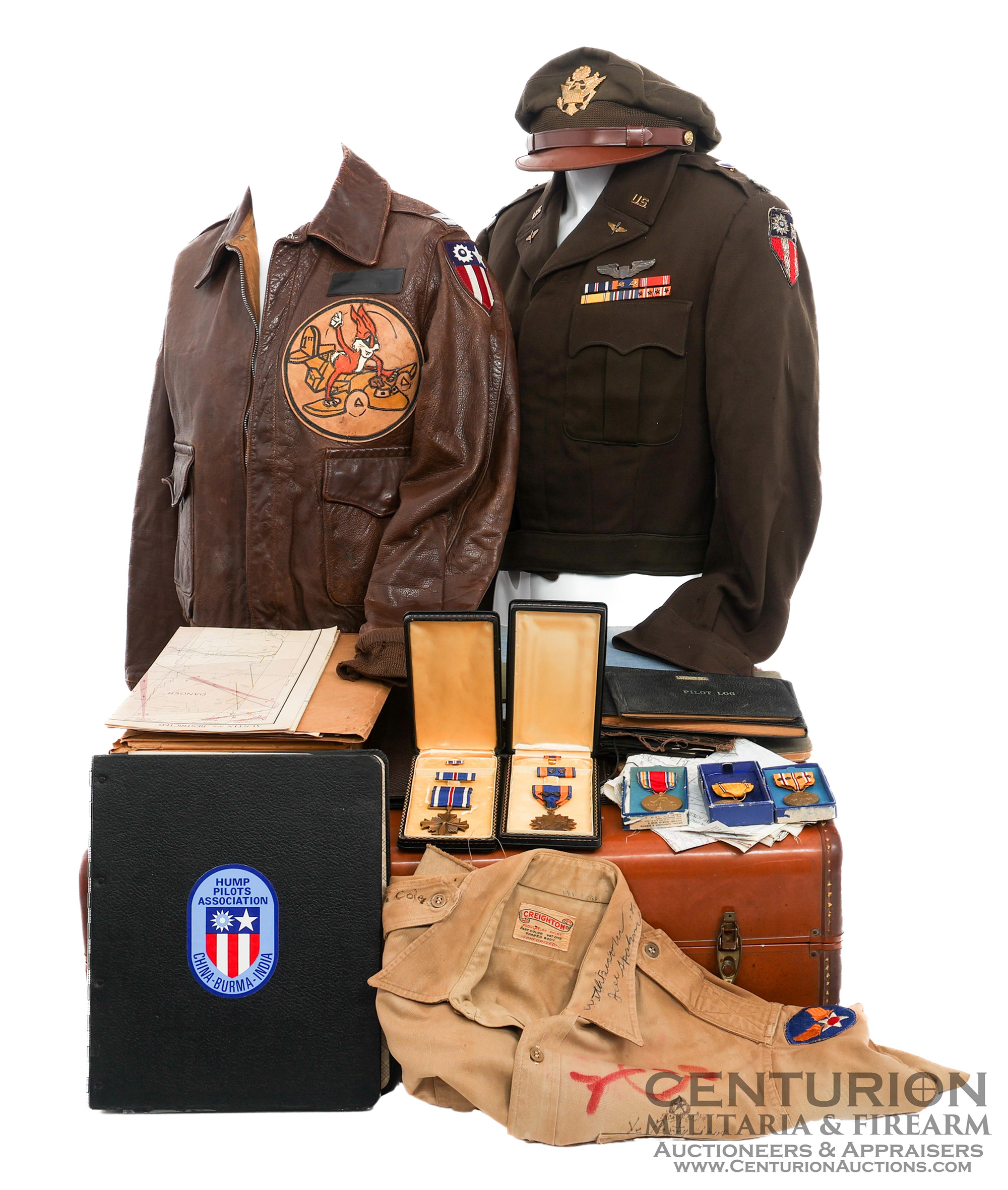 WWII USAAF CBI Theater 1st Combat Cargo Squadron Pilot Type A 2 Jacket and Archive Named to Captain Clifford Monical 128557