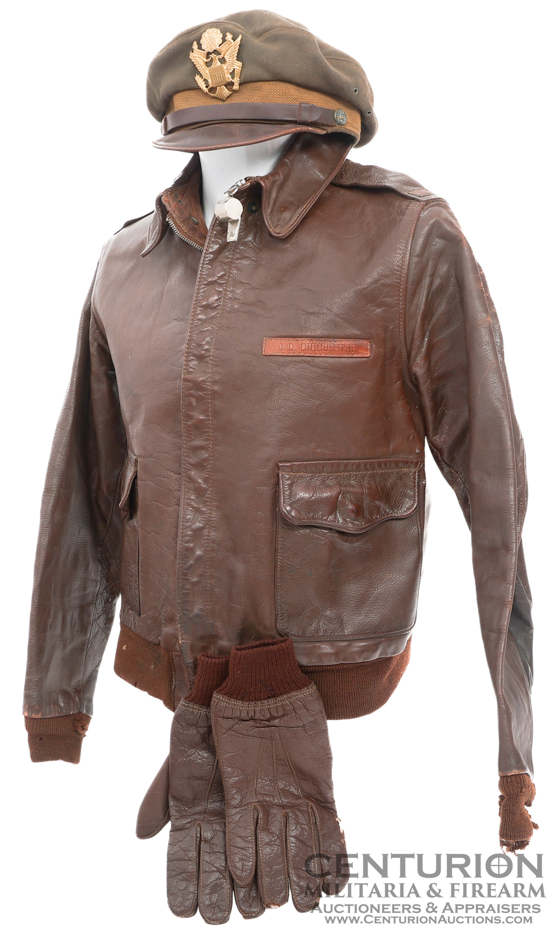 WWII USAAF NAMED A 2 FLIGHT JACKET CRUSHER CAP 142071