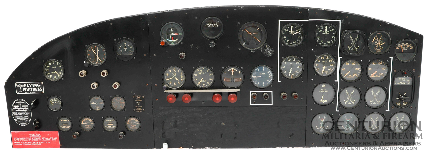 WWII US B 17 BOMBER INSTRUMENT PANEL DISPLAY 142344