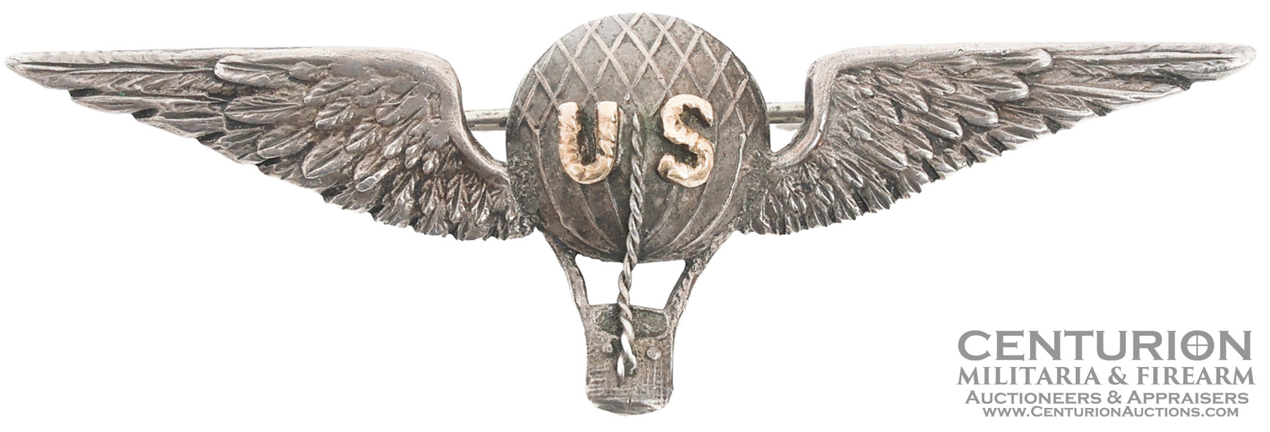 WWI US AIR CORPS BALLOON PILOT 2 WINGS BADGE 142160