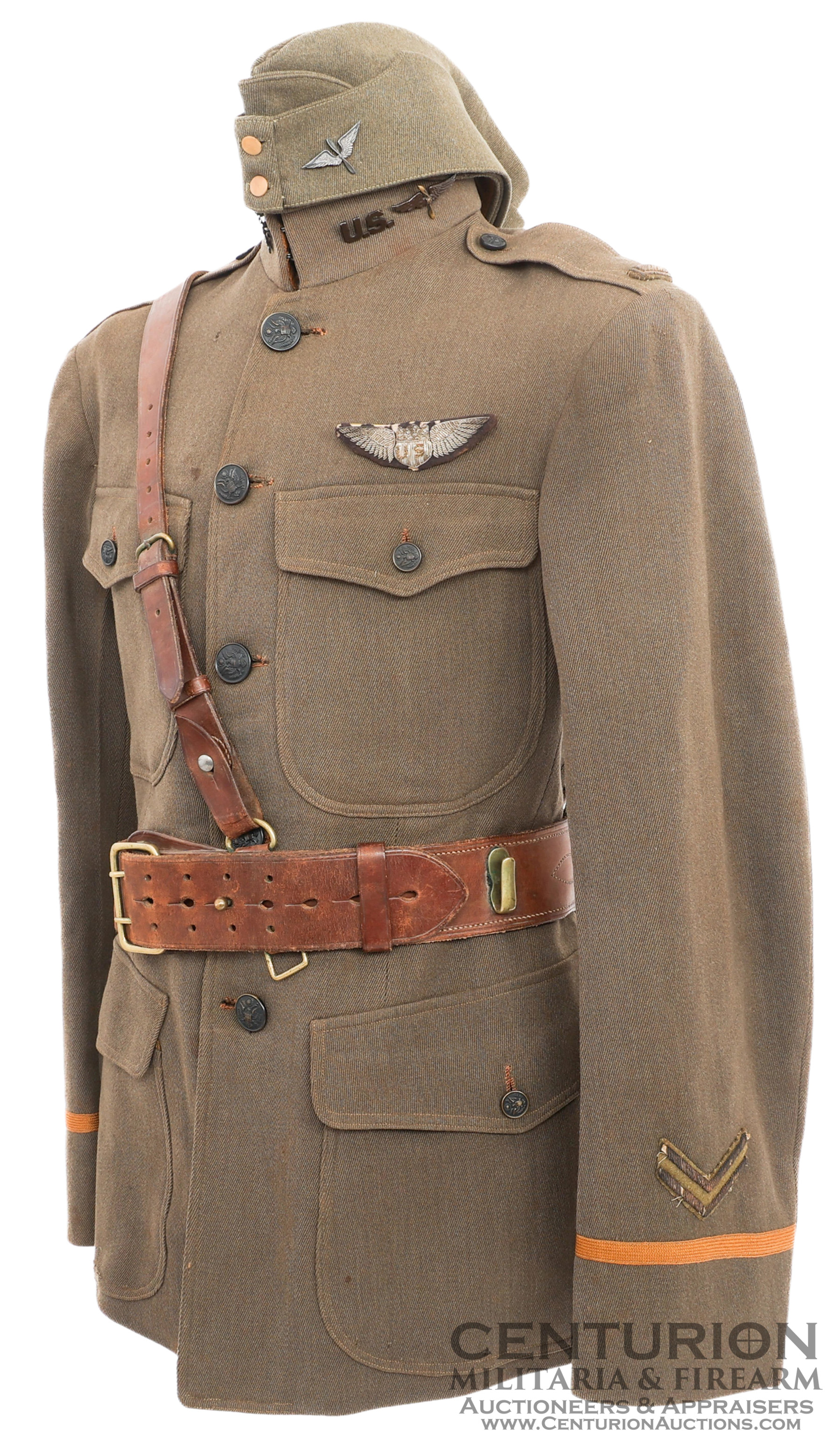 WWI US AIR SERVICE NAMED PILOT FRENCH MADE UNIFORM 142037
