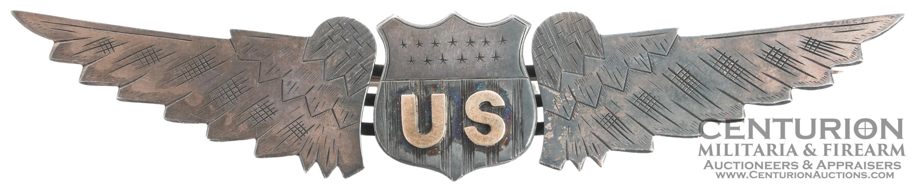WWI US ARMY AIR CORPS PILOT WINGS BADGE 142172