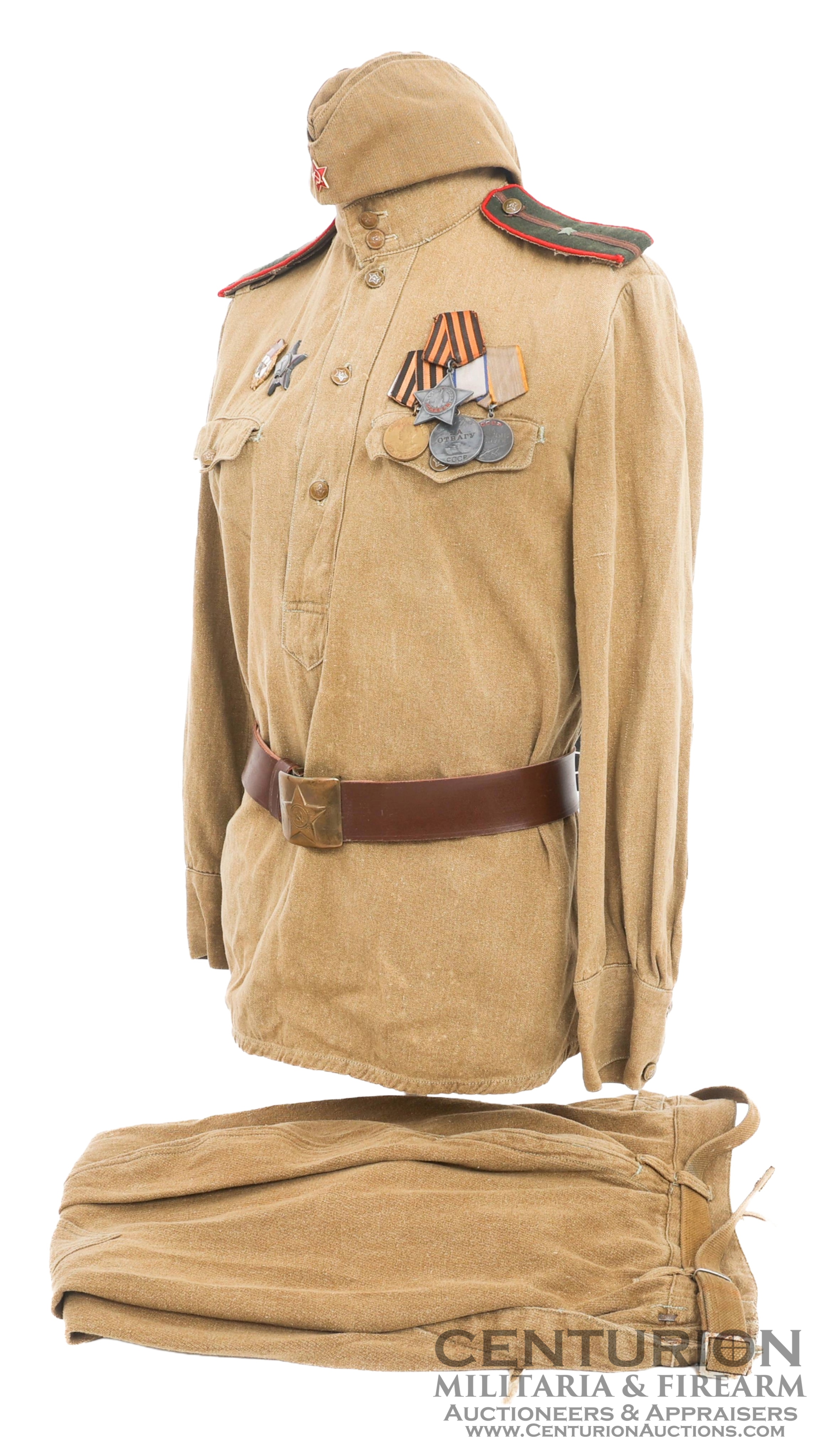 WWII to 1950s Soviet Union Red Army Lieutenant Uniform and Medals - 145227