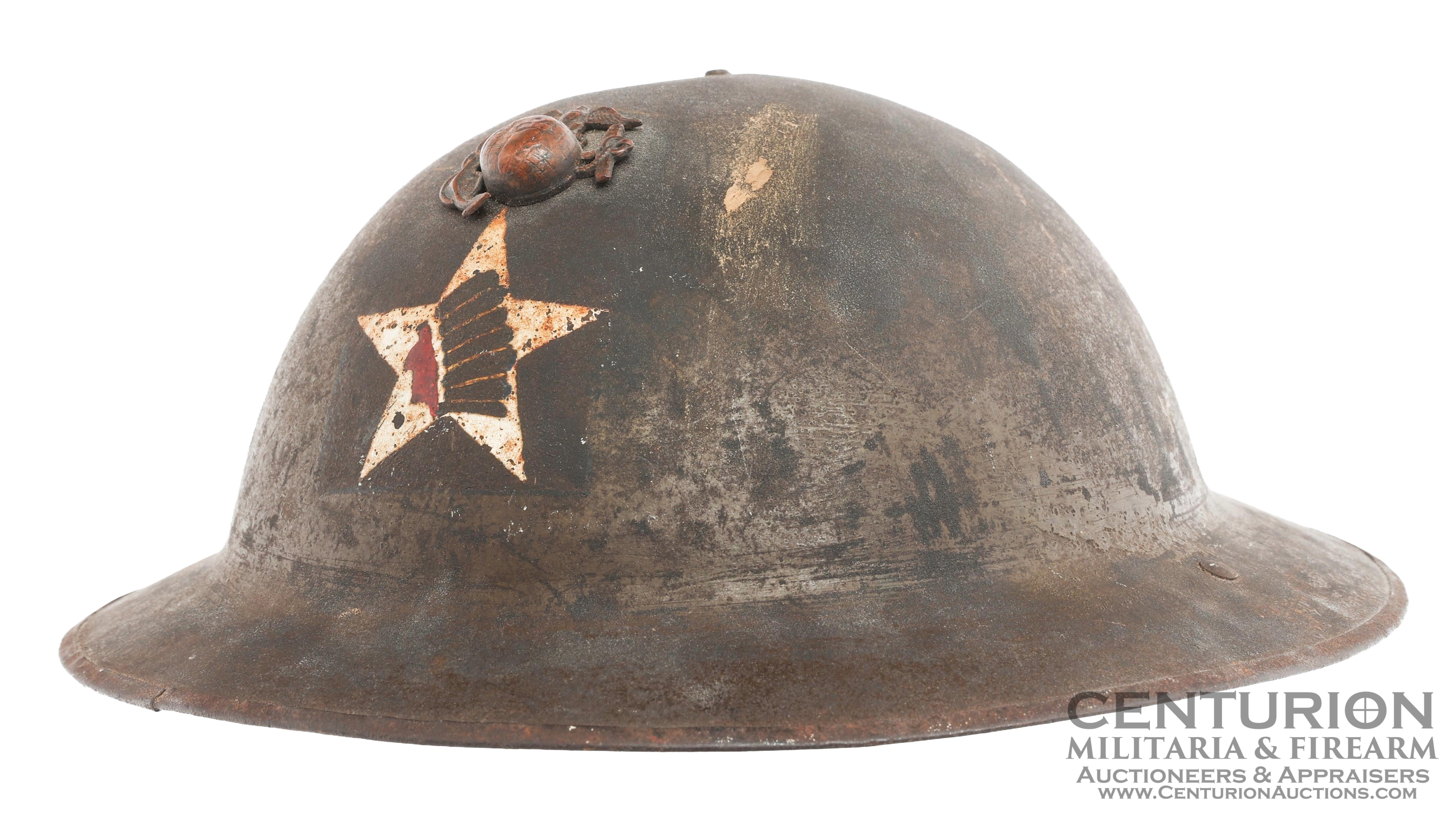 WWI US Marine Corps 2nd Division, Headquarters, 5th Marine Regiment MkI Combat Helmet Shell - 145067
