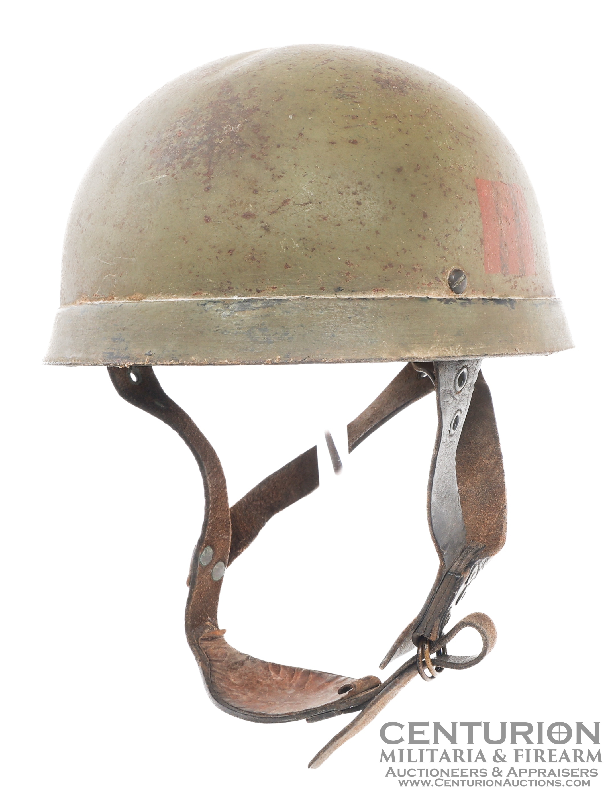 WWII British Paratrooper MK1 Fiber Rim Unit Marked Combat Helmet 147098