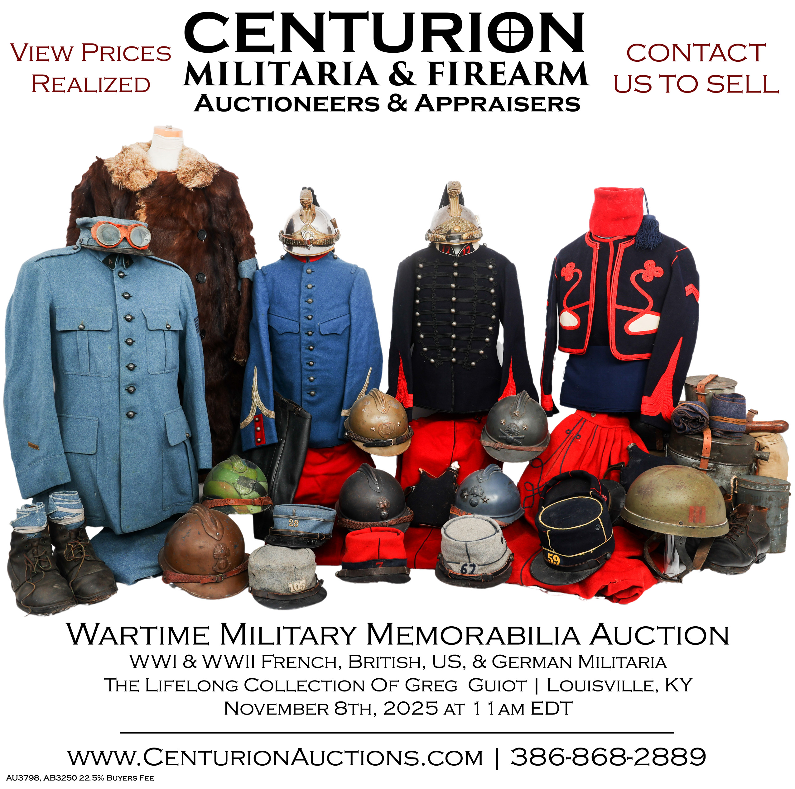WWI WWII French British US German Wartime Military Memorabilia Auction Lifetime Collection of Greg Guiot November 2025