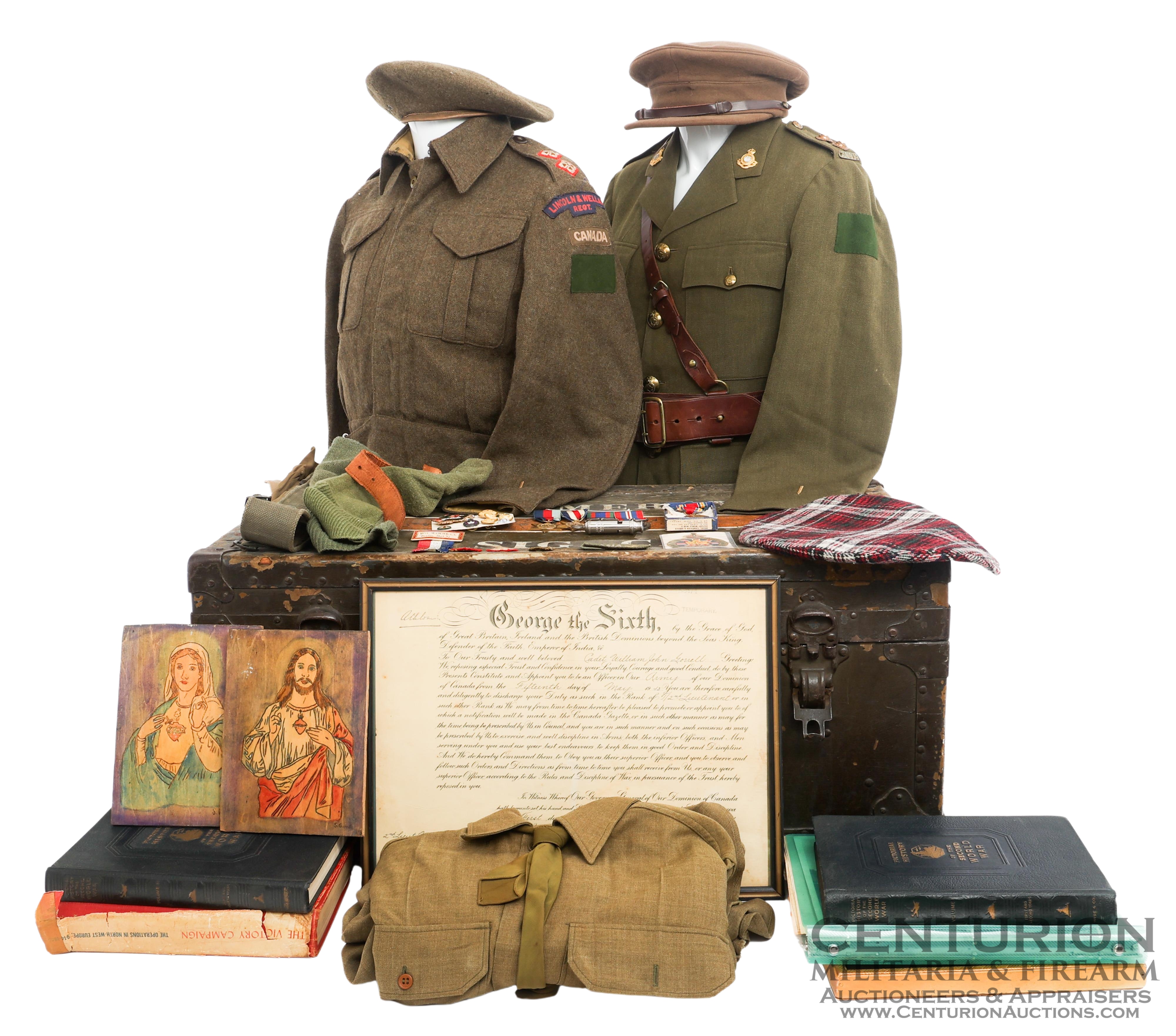 WWII Canadian Wounded In Action 1st Lieutenant John Gorrell Uniform and Document Grouping 149216