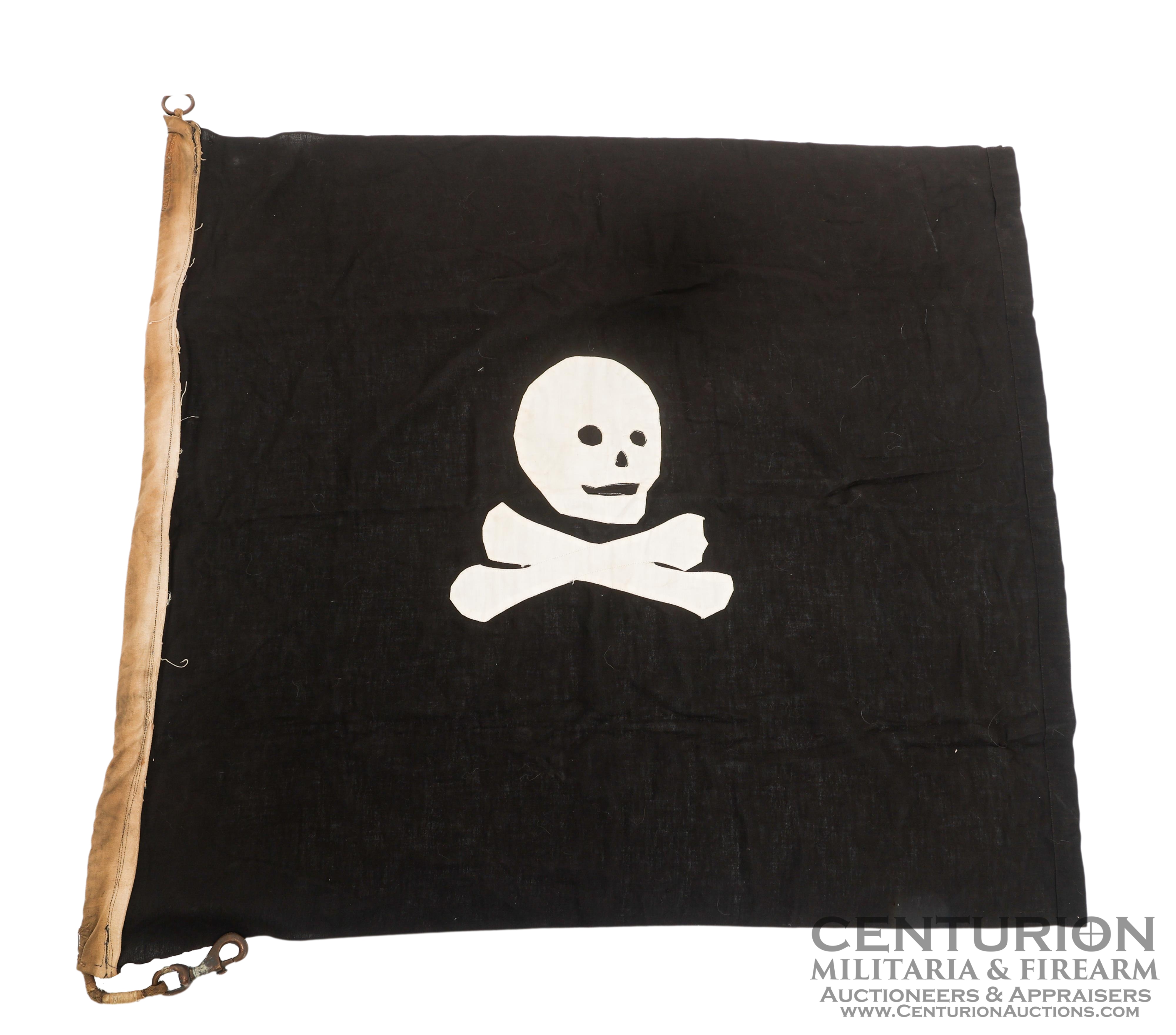 WWII USS San Juan Attributed Jolly Roger Flag and Commission Flag Pennant Thomas Eddy 149246