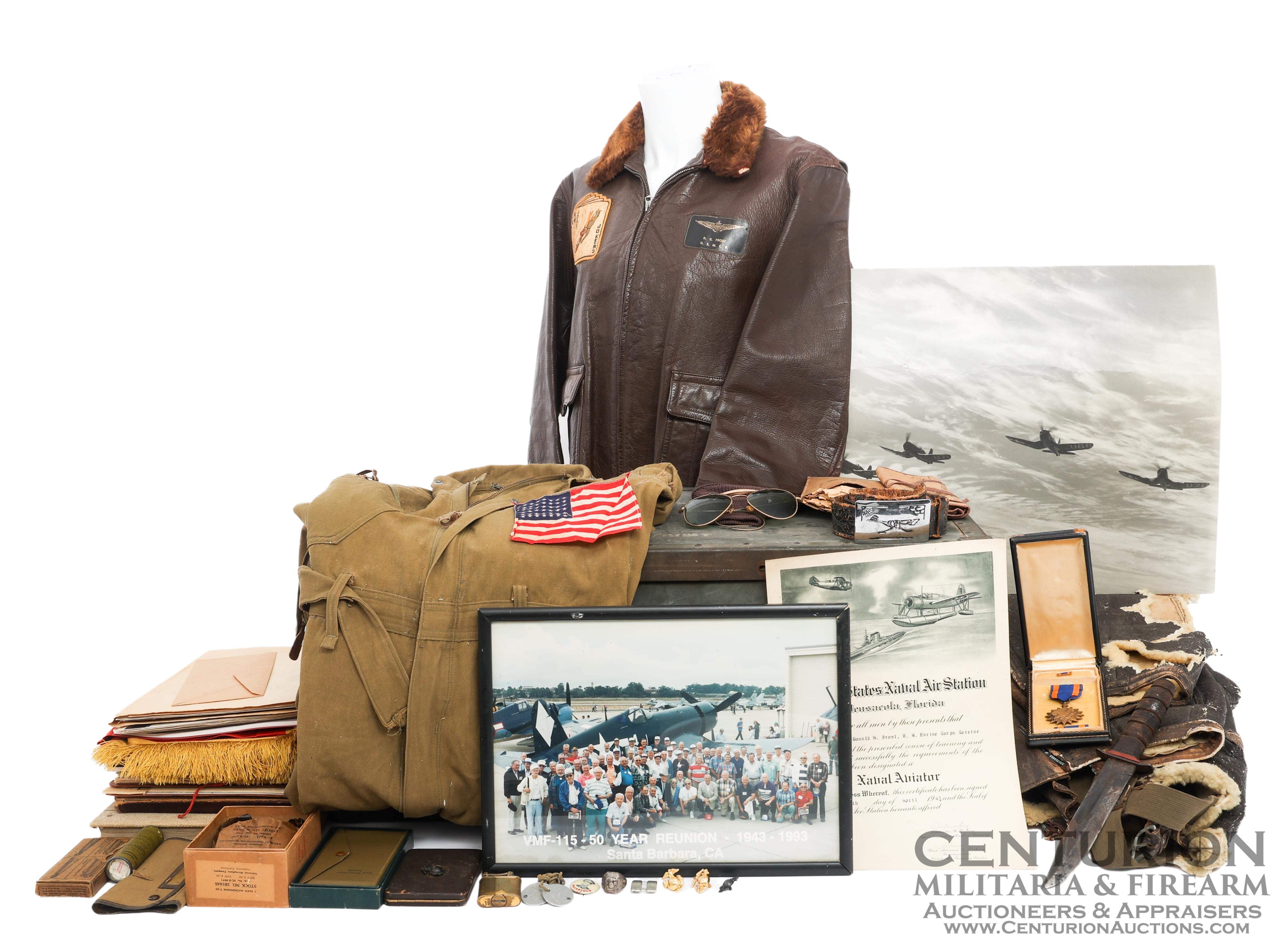 WWII US Marine Corps VMF 115 F4U Pilot Grouping Named to Captain Donald G Frost 149230
