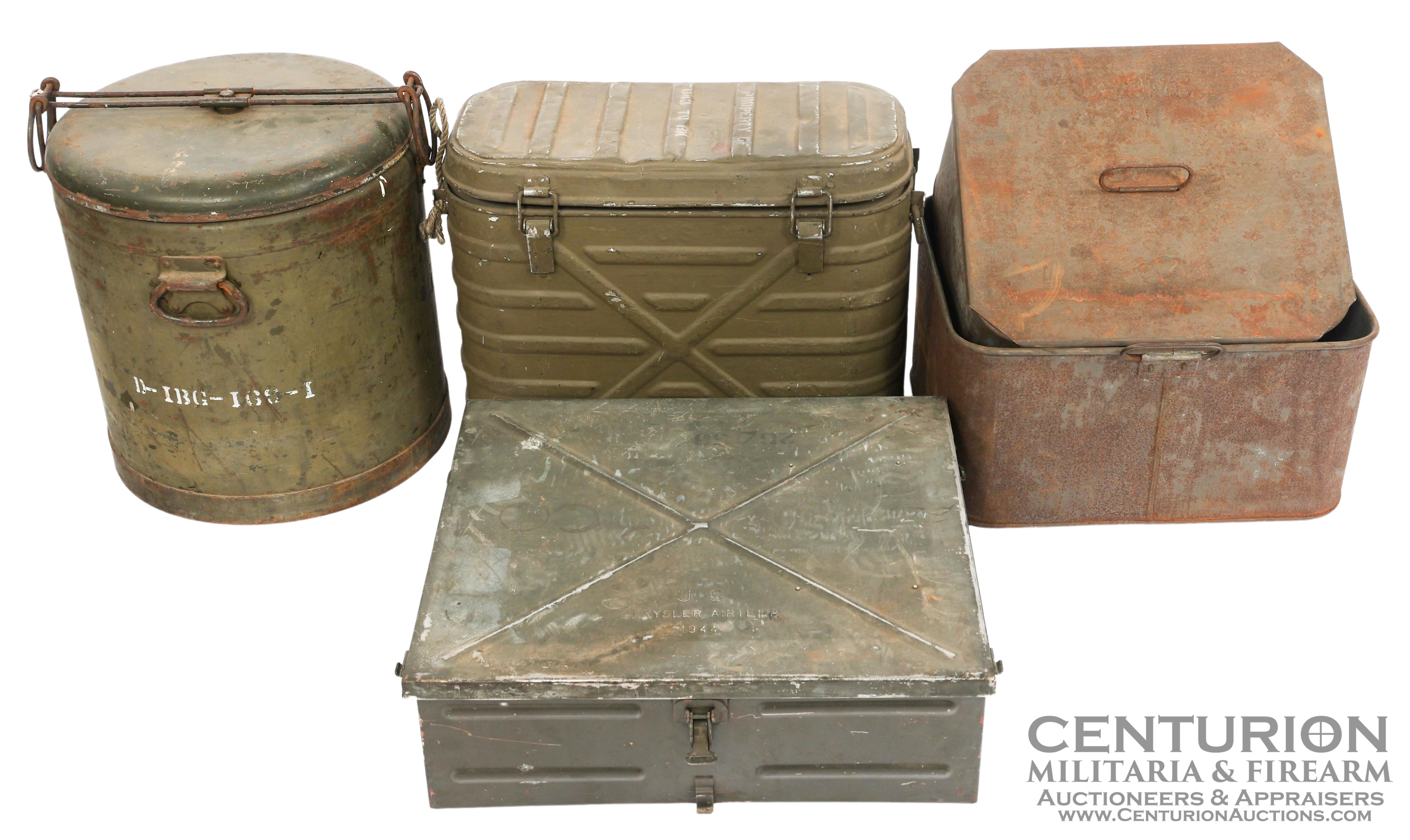 WWII US ARMY FOOD CONTAINERS & COOKING OUTFIT - 152050 WWII US ARMY FOOD CONTAINERS & COOKING OUTFIT - 152050