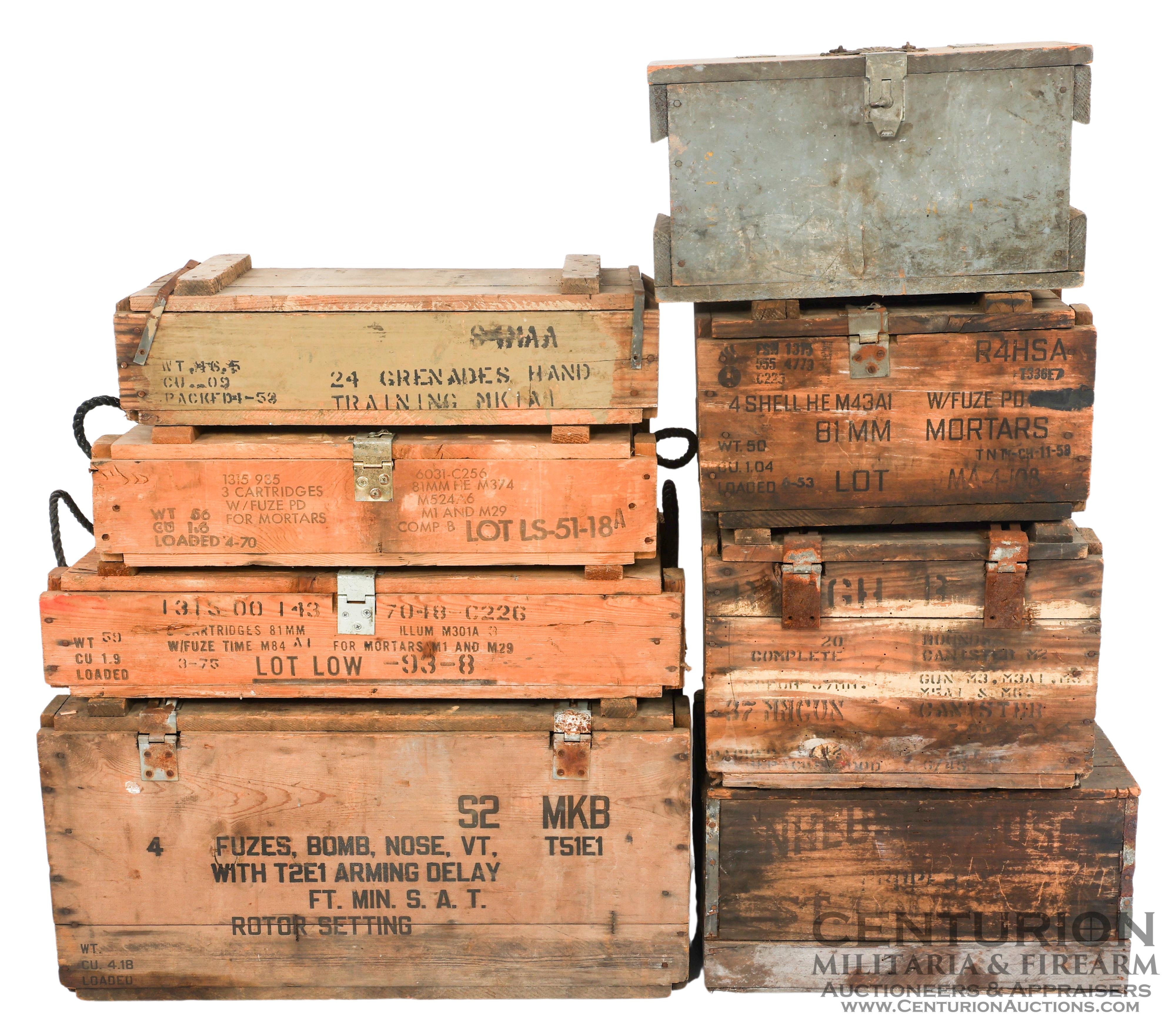 WWII US ARMED FORCES WOODEN AMMUNITION CRATES - 152060 WWII US ARMED FORCES WOODEN AMMUNITION CRATES - 152060