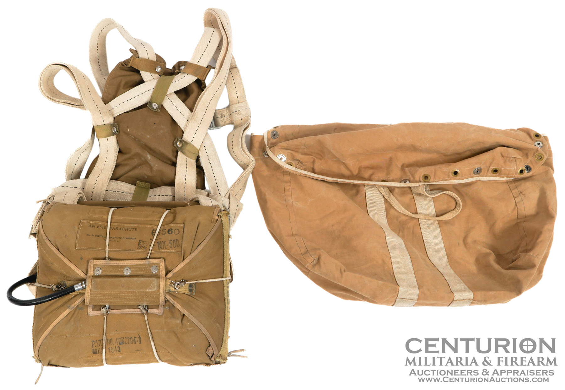 WWII USAAF PILOT AN-6510-1 SEAT TYPE PARACHUTE 153194