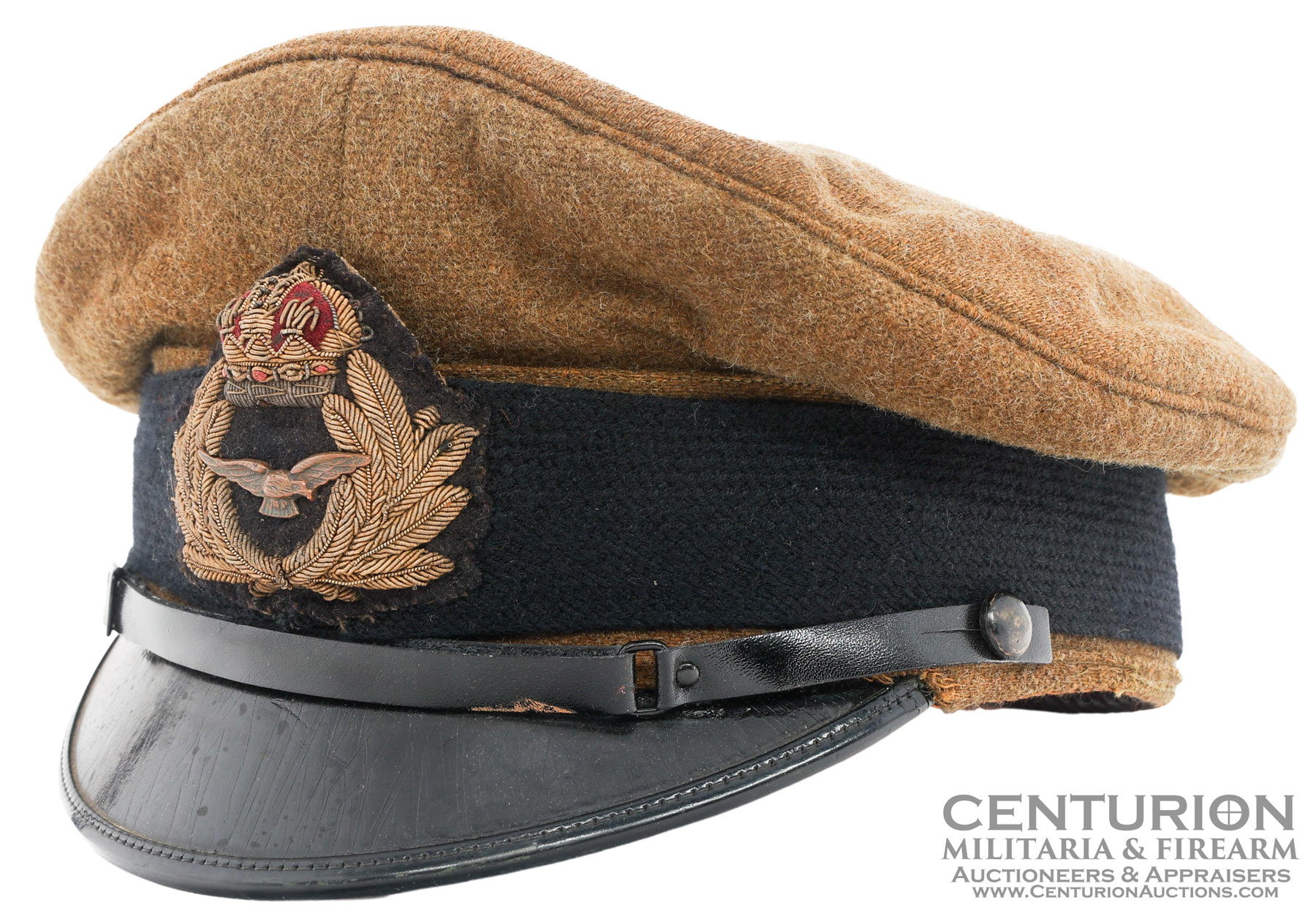 WWI BRITISH RNAS NAMED LIEUTENANT VISOR CAP 153013