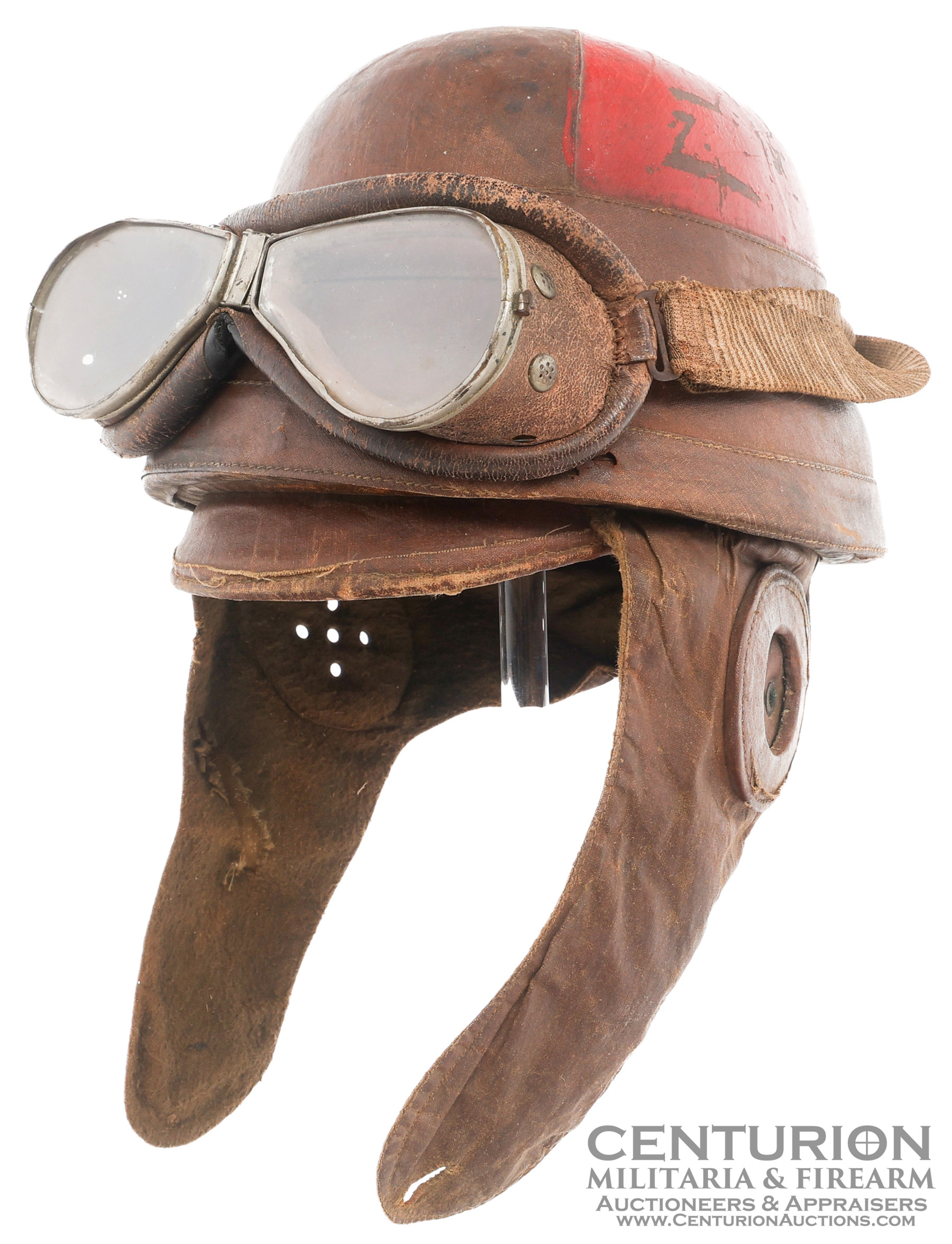 WWI US AIR CORPS ROOLD FLIGHT HELMET & GOGGLES 153029