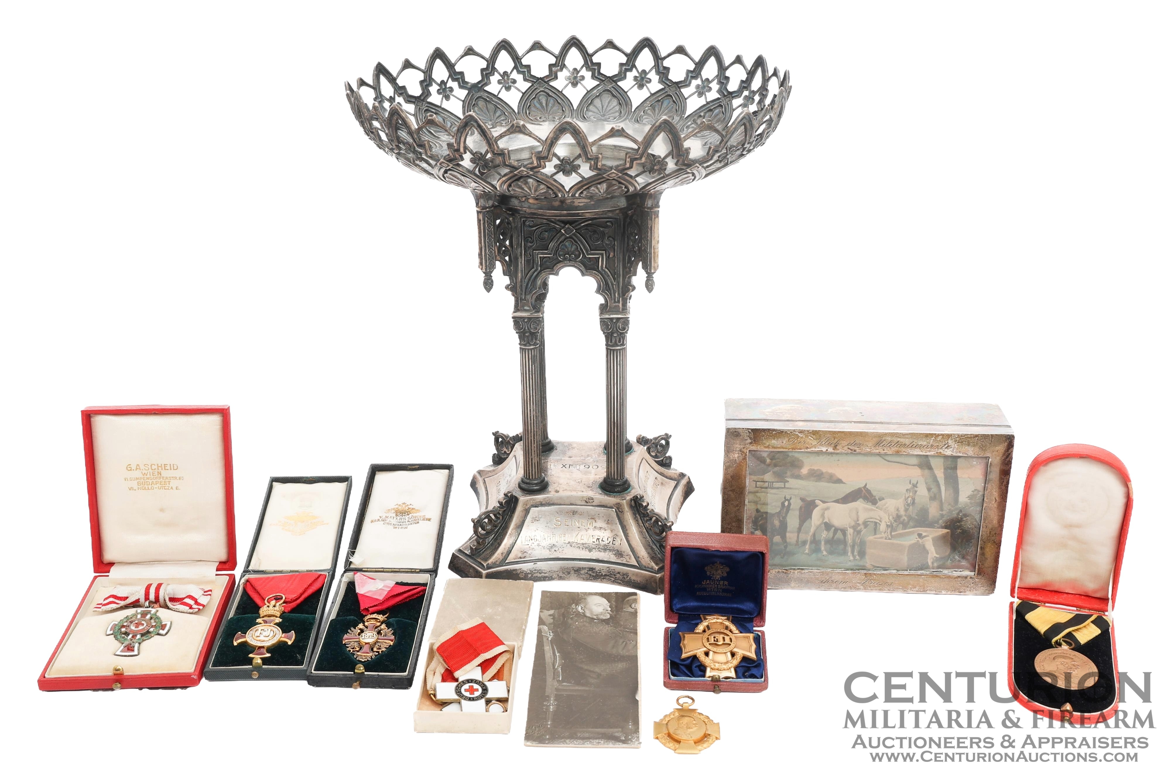 Austro-Hungarian Cavalry Veterinarian Anton Stephelbauer's 18k Gold Medals and Silver Awards Grouping | Stephelbauer was born in 1843 in Austria. His recorded service is in the