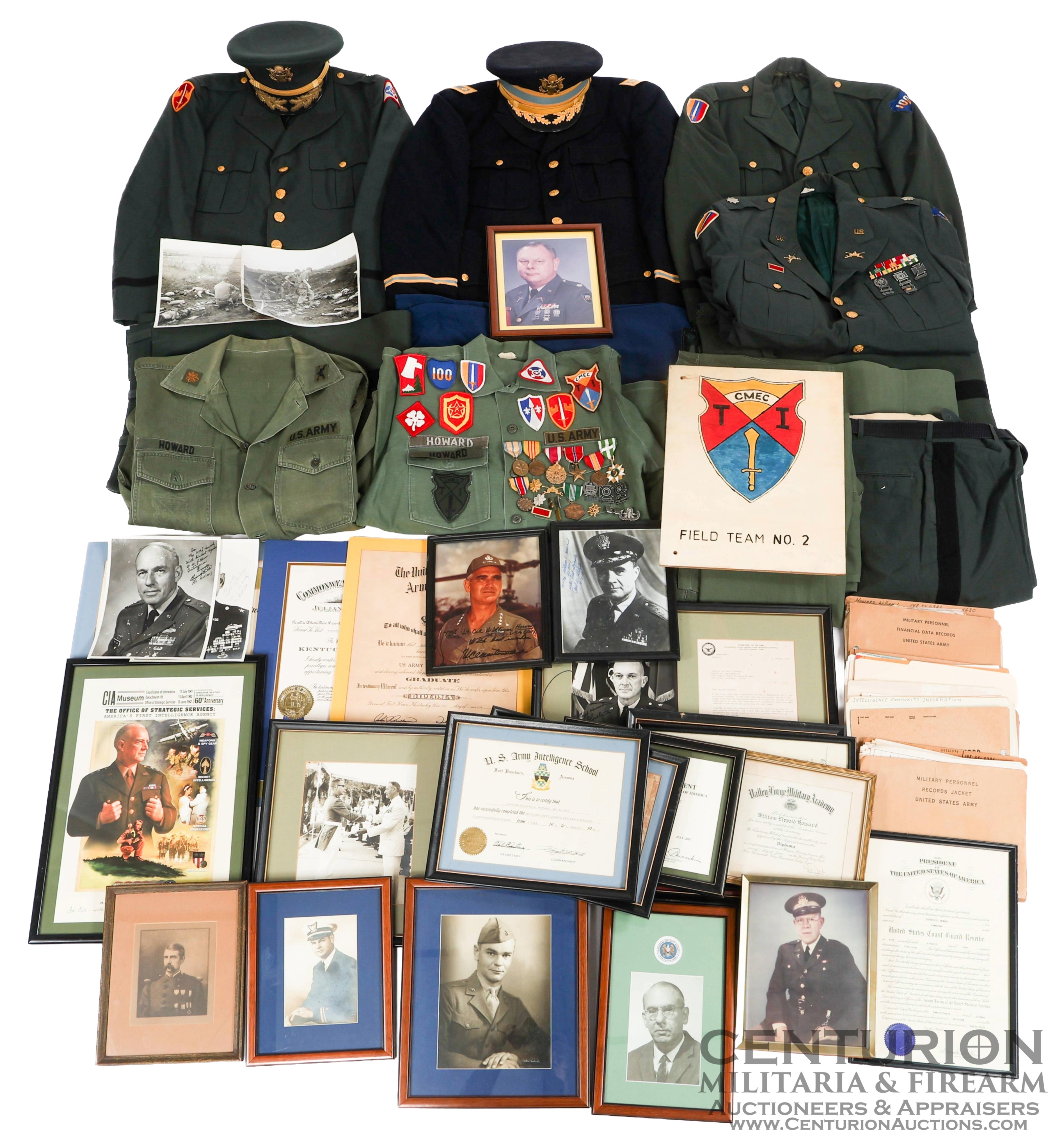 Vietnam US Army MACV Military Intelligence Officers Named Grouping | Named to Lieutenant Colonel William L. Howard He attended Valley Forge Military Academy and commissioned as a Second Lieutenant in 1964 from The Citadel in South Carolina. He received training in ordnance handling, vehicle maintenance, and other technical and intelligence skills. He served in Vietnam with the US Army's 2nd Field Team of the Combined Materiel Exploitation Center on explosives, radios, and other captured equipment. After Vietnam he continued to serve in Military Intelligence, and received further training and awards, while in the US Army Reserves - 156228