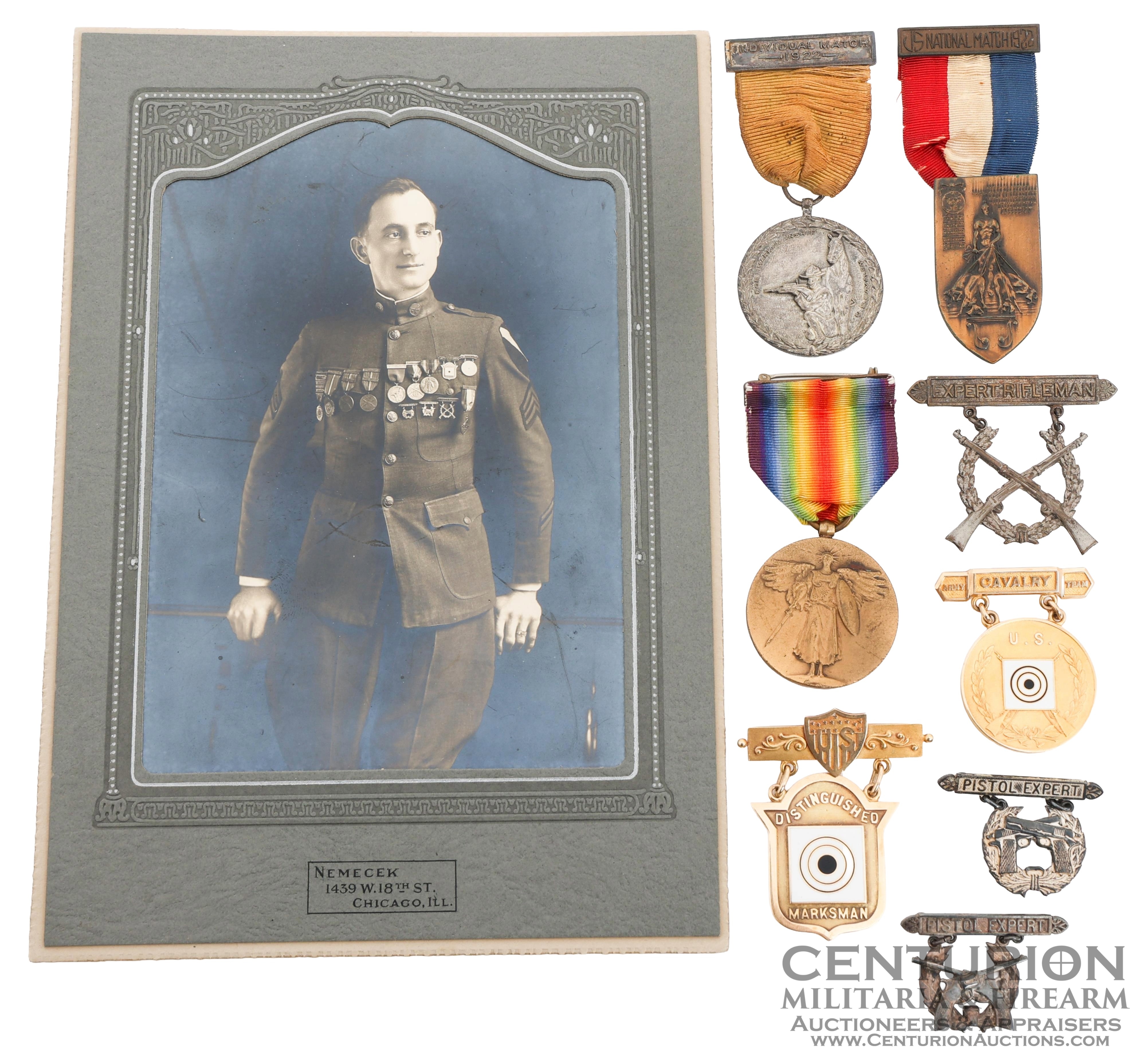 WWI - 1920s US Army Medal & 14k Gold Badges Grouping | Named to Sergeant Jerry Kubovy R-1014621, Troop G, 1st Cavalry - 156127