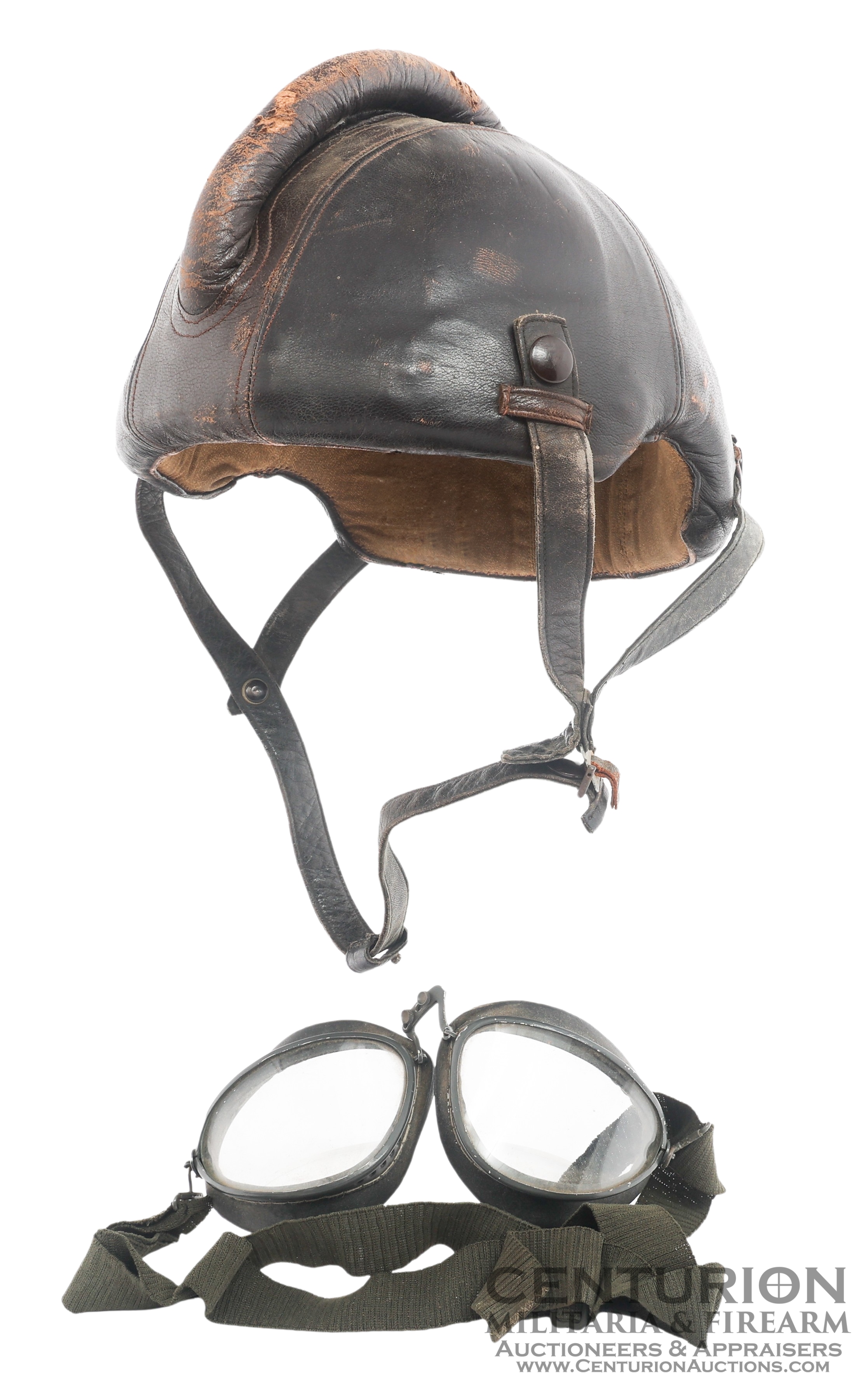 WWII German Luftwaffe SSK 90 Helmet and Model 306 Flight Goggles 164061