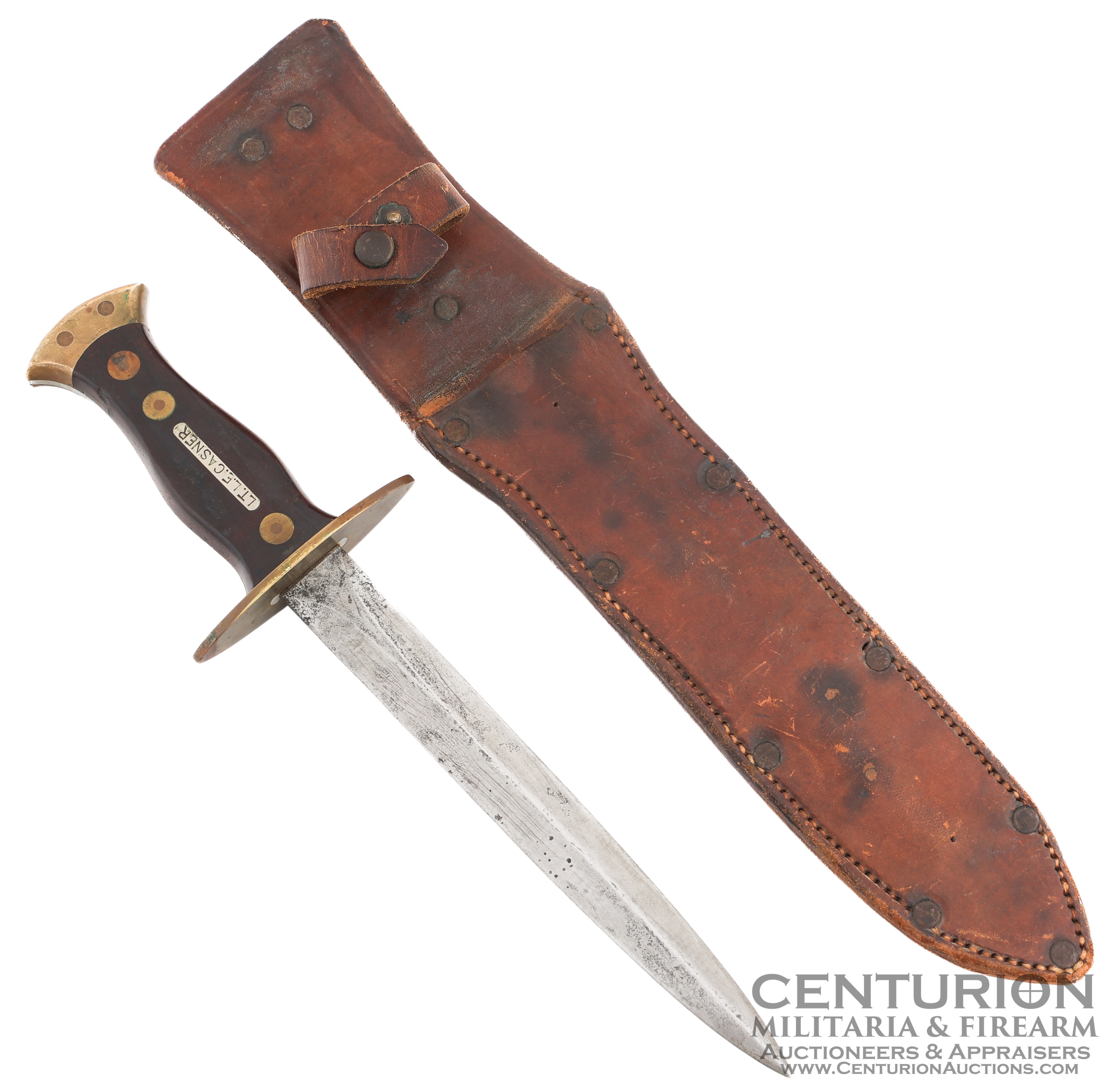 Scarce WWII US Warther Made Fighting Knife - named To Lt. L. E. Casner 139280