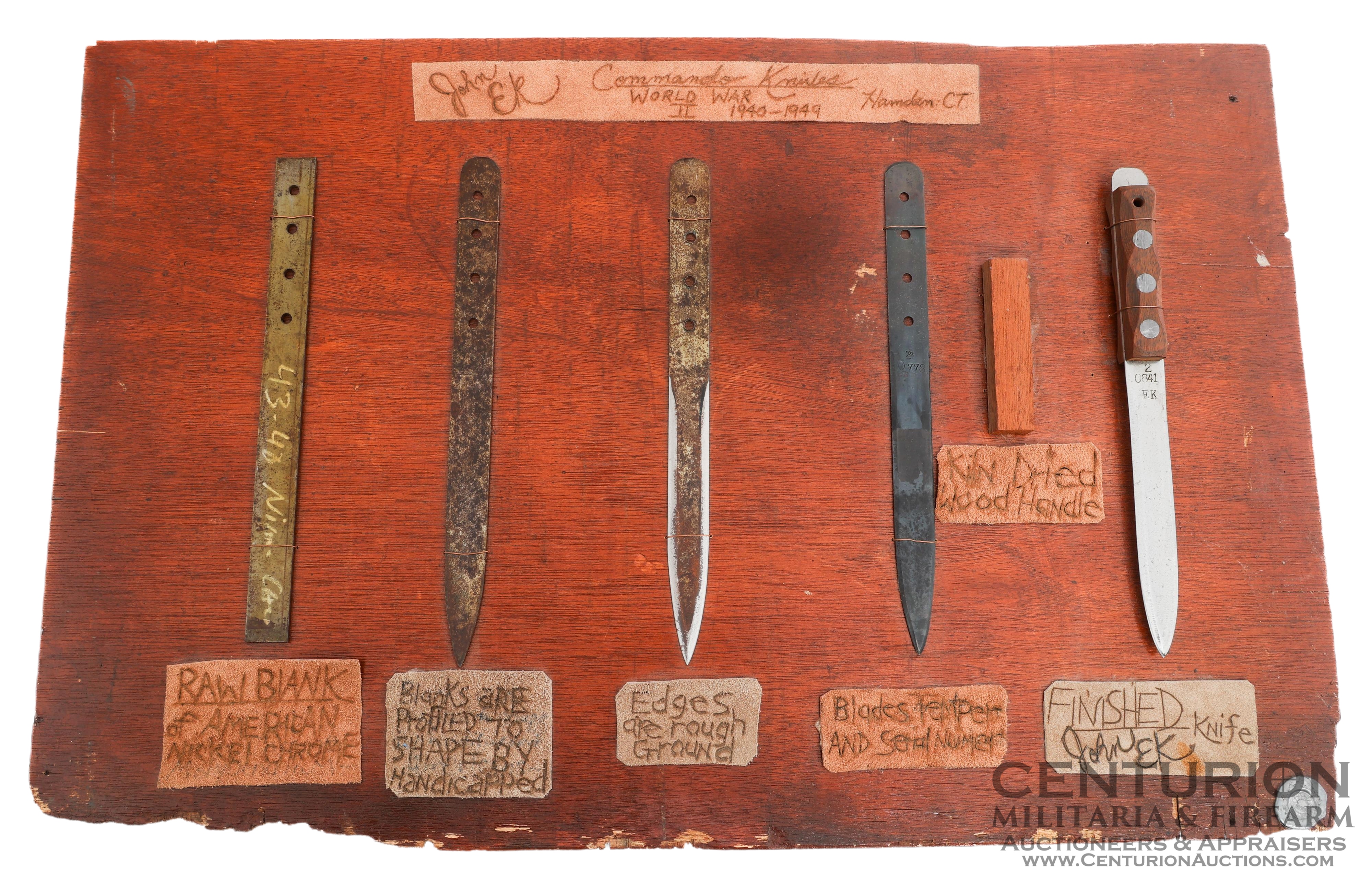 WWII John EK Commando Knife Production Stages Display Board 151215