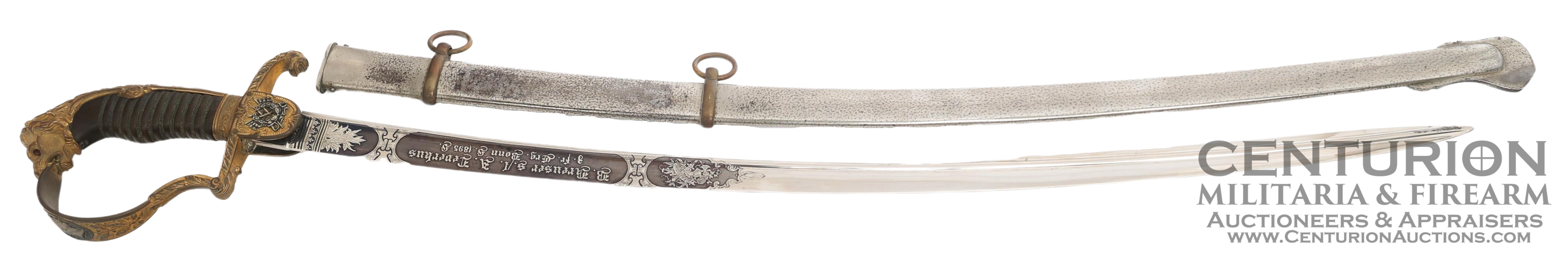 Imperial German Uhlan Great Sword with dated presentation etching and scabbard - 155094